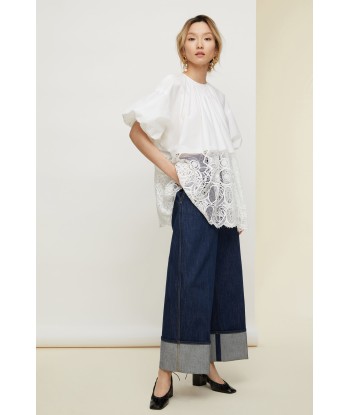 Communion cotton and guipure top pas cher chine