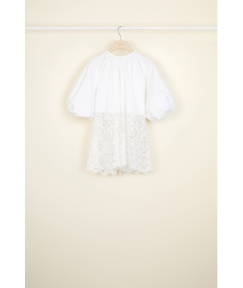 Communion cotton and guipure top pas cher chine