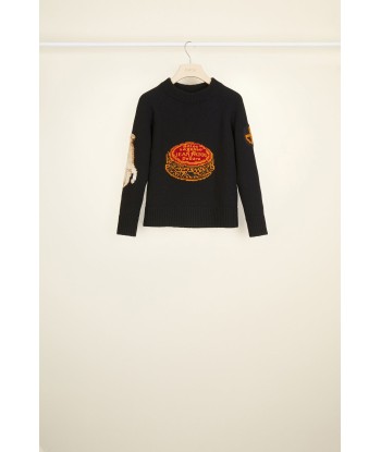 Archive embroidered jacquard wool jumper chez Cornerstreet bien 