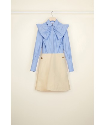 Bow collar two-tone cotton dress plus qu'un jeu 