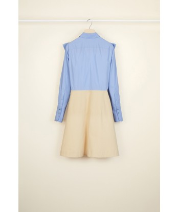 Bow collar two-tone cotton dress plus qu'un jeu 