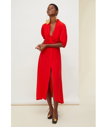 Draped neckline silk shirt dress les ligaments