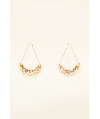 Pearl embellished brass earrings pas chere