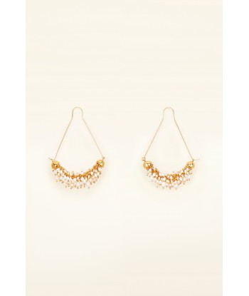 Pearl embellished brass earrings pas chere