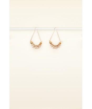 Pearl embellished brass earrings pas chere