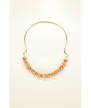 Pearl embellished brass necklace pas cher 