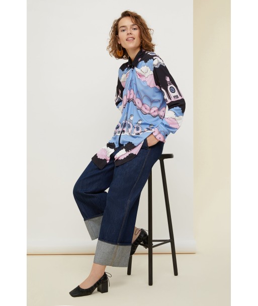 Printed draped jersey blouse plus qu'un jeu 