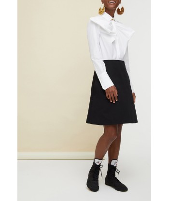 Bow collar two-tone cotton dress sélection de produits