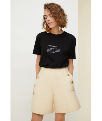 High-waisted cotton shorts en linge