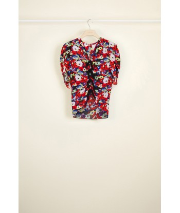 Bow-embellished floral ruched top d'Europe débarque