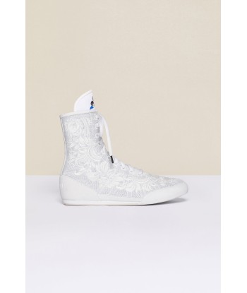 Embroidered high-top trainers - White outlet