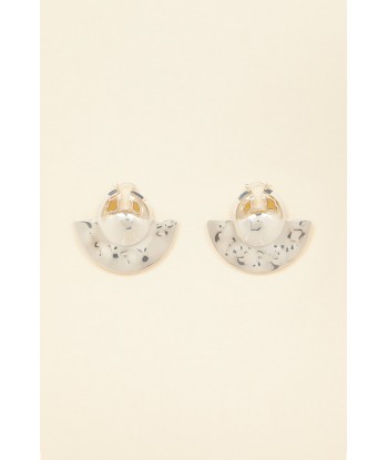 Semicircle brass and stone earrings la chaussure