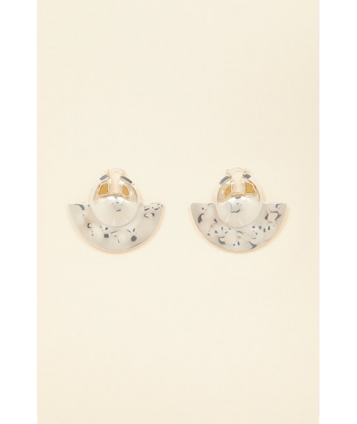 Semicircle brass and stone earrings la chaussure