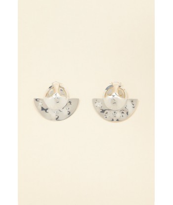 Semicircle brass and stone earrings la chaussure