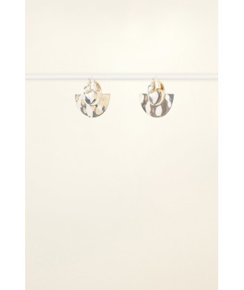 Semicircle brass and stone earrings la chaussure