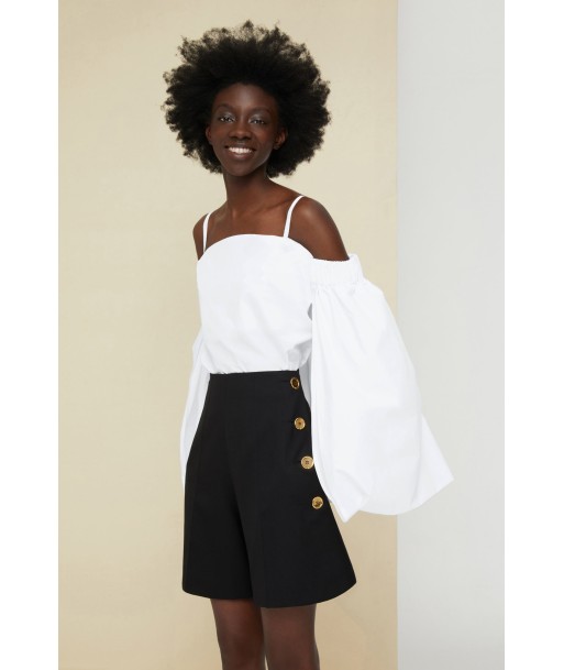 Cold-shoulder cape poplin top offre 