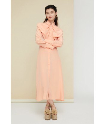 Bow neckline midi silk dress outlet