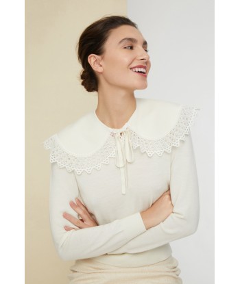 Crochet collar fine wool jumper Jusqu'à 80% De Réduction