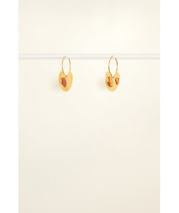 Small hammered brass and stone hoop earrings ou a consommer sur place