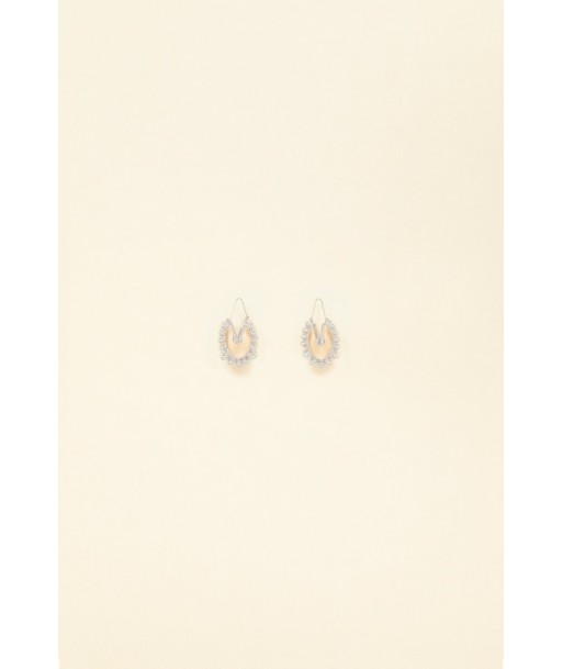 Silver brass and pearl hoop earrings les muscles