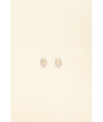 Silver brass and pearl hoop earrings les muscles