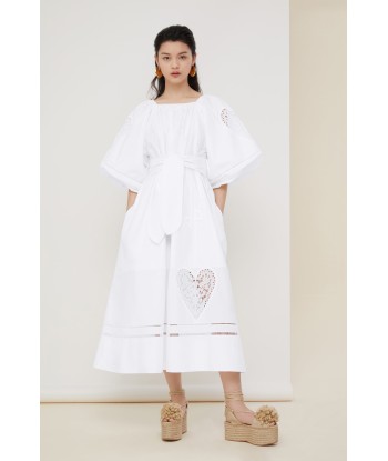 Openwork poplin maxi dress français