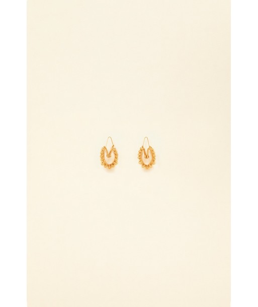 Gold brass and pearl hoop earrings outlet