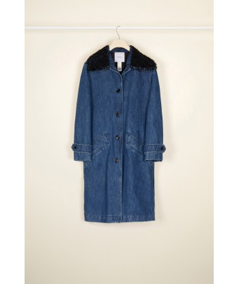 Jewelled collar denim overcoat 2024