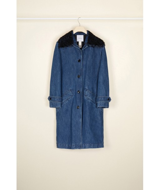 Jewelled collar denim overcoat 2024