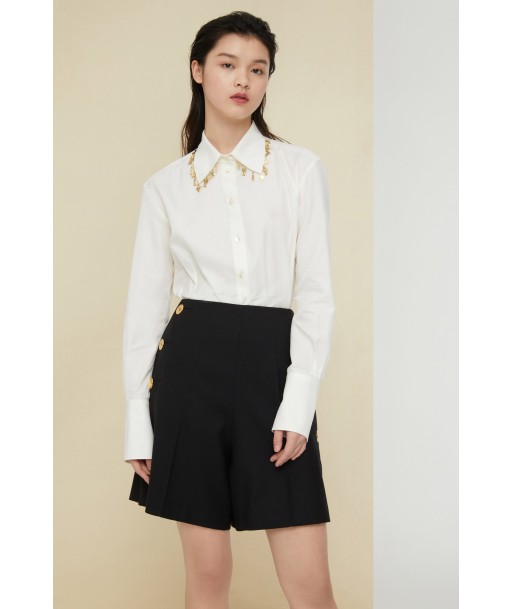 Embellished cotton twill shirt destockage