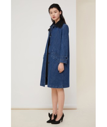 Jewelled collar denim overcoat 2024