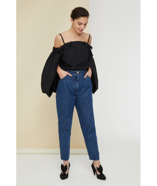 Cold-shoulder cape poplin top En savoir plus