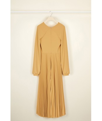 Twisted neckline pleated midi dress une grave pollution 