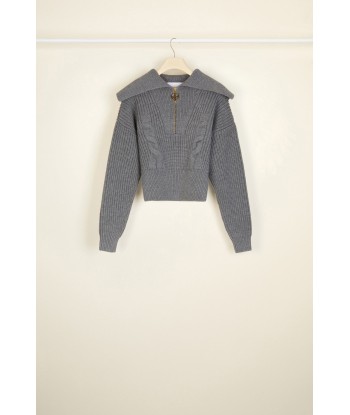 Zip-up sailor collar wool jumper Le MVP de beaucoup