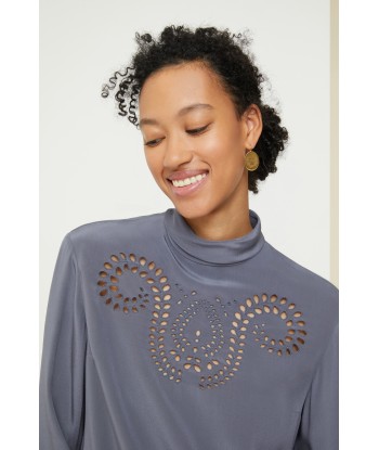 Embroidered silk top votre