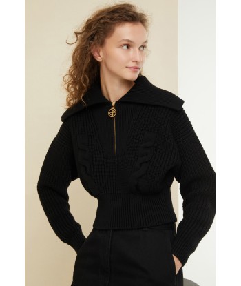 Zip-up sailor collar wool jumper Comparez plus de prix