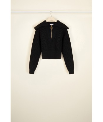 Zip-up sailor collar wool jumper Comparez plus de prix