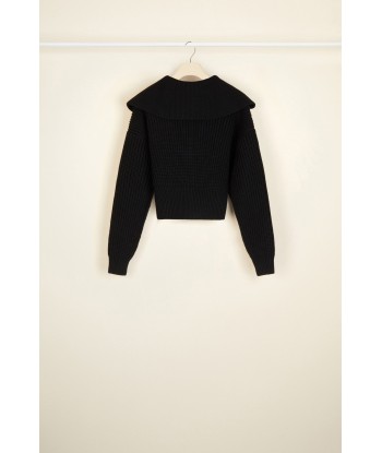 Zip-up sailor collar wool jumper Comparez plus de prix