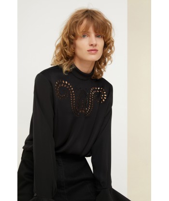 Embroidered silk top pas cher