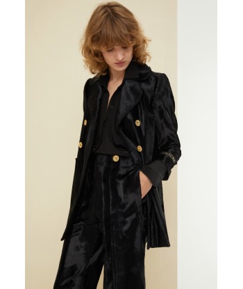 Longline double-breasted faux ponyskin jacket meilleur choix