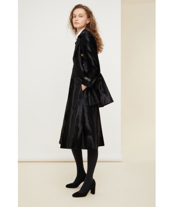 Longline double-breasted faux ponyskin jacket meilleur choix