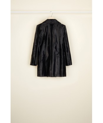 Longline double-breasted faux ponyskin jacket meilleur choix