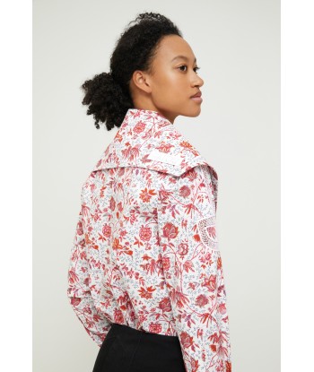 Printed collar in organic poplin offre 