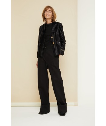 Cuffed wide-leg trousers in organic denim en linge