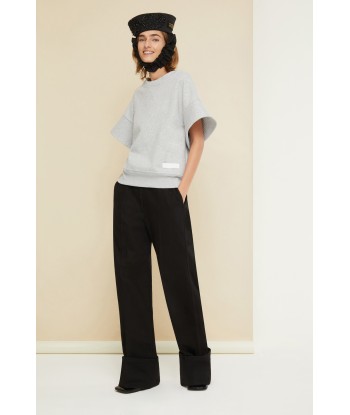 Cuffed wide-leg trousers in organic denim en linge