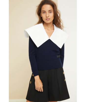 Sailor collar jumper in eco-friendly wool le concept de la Pate a emporter 