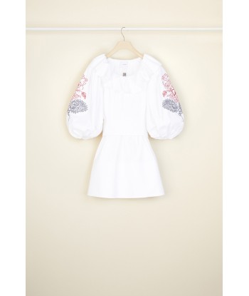 Embroidered poplin mini dress in organic cotton pas cher chine