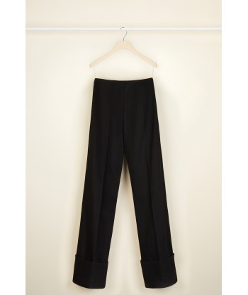 Cuffed wide-leg trousers in organic denim en linge