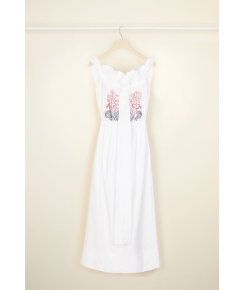 Embroidered grosgrain dress in organic cotton poplin livraison et retour toujours gratuits