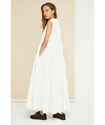 Maxi tiered dress in eco-friendly cotton poplin prix